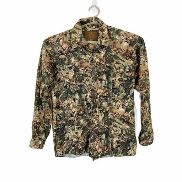 Camo Deer Tree Button Up Shirt North River Outfitters Vintage Men's size Medium - Picture 1 of 14
